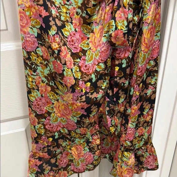 Topshop Floral Wrap Dress - Black, Pink, Brown - Picture 6 of 10